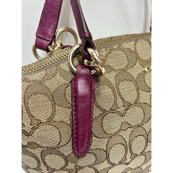 COACH "Kelsey" Handbag Purse Khaki/Dahlia #F36625,As Is staining /discolouration - Picture 6 of 16